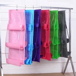 Storage Bags Six-layer Non-woven Fabric Hanging Bag Handbag Stand Closet Shoes Dust-proof Pouch Wardrobe Organiser Hanger Holder