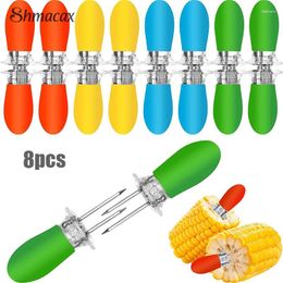 Baking Tools 4Pair Stainless Steel Corn Holders Design Cob BBQ Forks Skewers On The Cooking Parties Camping Tool