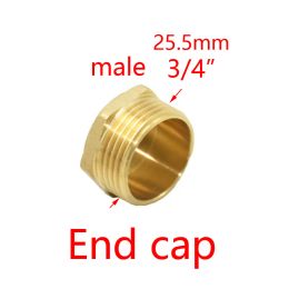 Brass 1/2" 3/4" 1" 1.2" 1.5" 2" Male Female Thread Connector Tee Elbow Repair End Cover Tube Connector Copper Plumbing Adapter