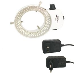 White coolor EU US Plug Adjustable144 LED Ring Light Lamp For trinocular /binocular Stereo Microscope Digital Camera Magnifier