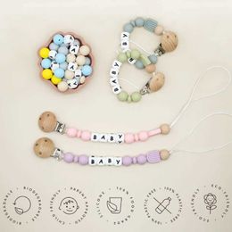 Pacifier Holders Clips# Personalized name for baby pacifier clip wooden dummy Nipple stand clip chain silicone teeth newborn customized gift teeth toy d240521