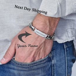 Men Name Bracelets Jewelry Personalized Date Bracelet For Dad Customized Coordinate 316LStainless Steel Bangle 240521