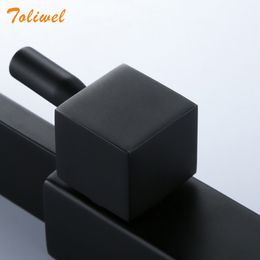 Bathroom Basin Faucet Wall Mounted Cold Water Faucet Bathtub Waterfall Spout Vessel Sink Faucet Mop Pool Tap Matte Black Square