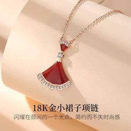 Buu Necklace Exquisite Simple Fashion New Small Fan Necklace Fanshaped Skirt Pendant Collarbone Chain Womens Colorful Gold with Original Logo Box