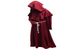 New Unisex Mediaeval Robe Vintage Hooded Cowled Friar Halloween Fancy Cosplay Priest Monk Mantle Dress Costume BlackBrownBurgundy7513788