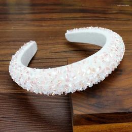 Hair Clips Bridal Accessories Handwoven Full White Crystal Stone Headbands Beaded Padded Hairbands For Women Wedding Party