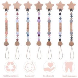 Pacifier Holders Clips# Personalized name DIY baby pacifier clip chain star wood teeth dentures Nipur bracket customized pacifier d240521
