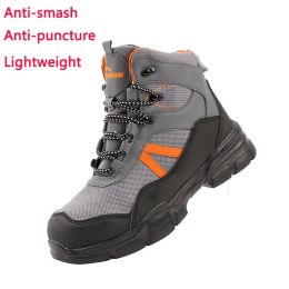 Winter Men's Safety Shoes High Top Boots Zapatos De Seguridad Anti-smash Anti-puncture Steel Toe Sepatu Safety Protect Shoes