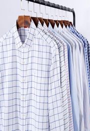 NIGRITY 2019 Men Casual Long Sleeved Plaid shirt Slim Fit Male Oxford Textile Business Dress Shirt Brand Men Clothing Size S5XL7061997