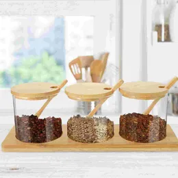 Dinnerware Sets 3 Pcs/1 Seasoning Jar Sealed Pot Condiment Glass Containers Airtight Coffee Bottle