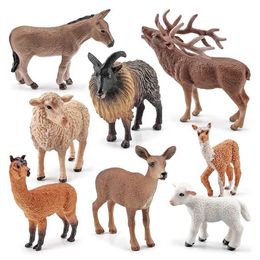 Novelty Games Toys Gifts for Children Kids Farm Action Figure Wild Animals Figurines Donkey Deer Alpaca Sheep Models Miniature Figures Fun Toy Y240521