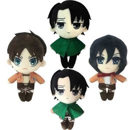 Stuffed Plush Animals Anime Attack on Titan Plush Toys Doll Kawaii Levi Eren Mikasa Cute Kawaii Collection Green Stuffed Doll Birthday Gifts For Kids Q240521