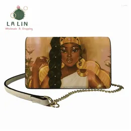 Bag Small PU Leather Chain Mobile Phone Shoulder Bags Black Art Afro Girls Design Flap Crossbody For Women Causal Female Purse