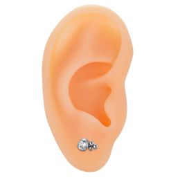 G23 Titanium ear studs Threaded 3 Balls Cluster With CZ Bezel Top Labret Lip Stud PIERC Ear Cartilage Tragus Piercing Jewellery