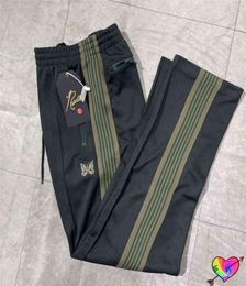 Blackish Green AWGE Needles Pants Men Women 11 Quality Embroidered Butterfly Needles Track Pants Classic Stripe Trousers G12172402451