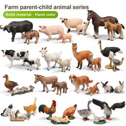 Novelty Games Simulation Farm Animals Model Duck Goose Swan Hen Chicken Dog Cow Horse Set Action Figures PVC Miniature Toy Xmas Gift For Kids Y240521