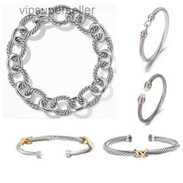 DY bracelet designer cable bracelets fashion Jewellery for women men gold silver Pearl head cross bangle Bracelet open cuff dy Jewellery man party christmas gift