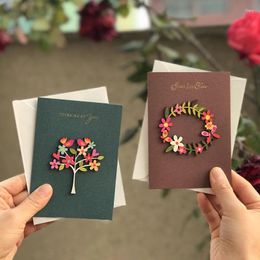 Gift Wrap 9pcs Handmade Flower Message Card Thank You Greeting Post For Birthday Christmas Wedding Invitations Cards