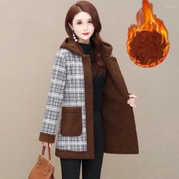 Women's Trench Coats Fdfklak Lambs Wool Padded Jacket Women Winter Cotton Coat Hooded Thicken Velvet Warm Plus Size Parkas M-4XL Manteau