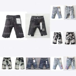 2024 designer purples jeans men mens slim fit ripped patch denim shorts cargo jean vintage graffiti high s