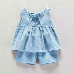 Baby Clothes for born baby girls summer outfits set cotton linen vest top shorts suits for infant girls clothing casual sets 240510