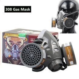 Full Face Gas Mask With Safety Glasse Spray Paint Chemical Pesticide Decoration Formaldehyde Anti-Dust With Philtre Respirator