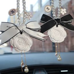 Car Aromatherapy Pendant Car Decoration Camellia Accessories Interior Home Hanging Decor Air Conditioner 240520