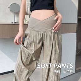 slouchy style pants Maternity summer wide leg loose straight Across V trousers for pregnant women Yamamoto youth Pregnancy L2405