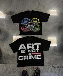 Men's T Shirts Streetwear Shirt Oversized Cartoon Graphic Print Red Short Sleeve Harajuku Retro Crew Neck Hip Hop Goth