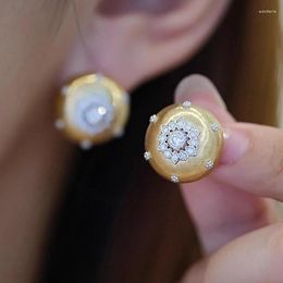 Stud Earrings Handmade Brushed For Women Men Engagement Party Cubic Zirconia Earring Female Male Jewellery Gift