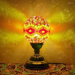 Table Lamps Moroccan Mosaic Bed Head National Cafe Internet Celebrity Bedroom Decoration Turkish Round Ball Small Luminous Lamp