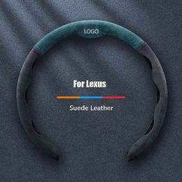Breathable Suede Car Steering Wheel Cover Custom logo For Lexus ES IS LS RX NX GS CT GX RC LC LX 200 250 350 450H 300H Non-slip Car Accessories