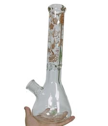 14 Inch Thickened Beautifully Patterned beaker Bong glass water pipe Smoking hookah Dab rig with under-dried 18mm bowl piece wax bubbler