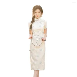 Ethnic Clothing Ladies Summer Short-sleeved Composite Lace Qipao Daily Dress Chinese Classic Retro Elegant Temperament Improved Cheongsam