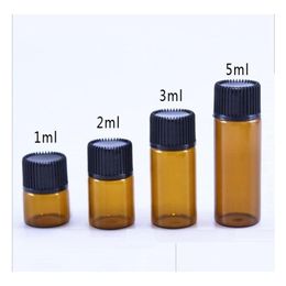 Packing Bottles Wholesale Simple Amber Glass Essential Oil Bottle Per Sample Tubes Small Empty Home Fragrances Diffusers 1Ml 2Ml L Dro Dhnbe