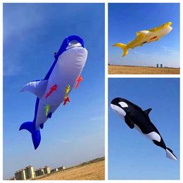 Kite Accessories Free delivery of 10m killer whale multi Colour fabric splicing skate pendant kit outdoor toy windsock kit 3D wind dragon papalot WX5.21