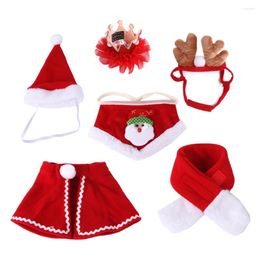 Dog Apparel 6pcs Christmas Pet Scarf Hat Set Cat Cloak Santa Claus Suit Crown Elk Ears Po Decoration Products