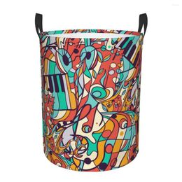 Laundry Bags Waterproof Storage Bag Music Notes Musical Household Dirty Basket Folding Bucket Clothes Toys Organiser