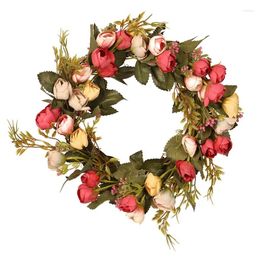 Decorative Flowers Artificial Rose Flower Wreath With Elegant For Front Door Wedding Birthday Party Wall Window Home Decor