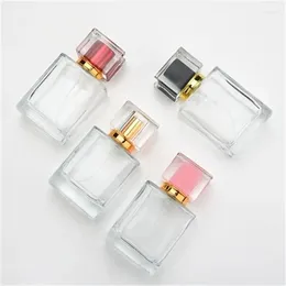 Storage Bottles 30ml 50ml Glass Refillable Spiral Thick Bottom Square Atomizer Perfume Bottle Cosmetic Empty Spray Container