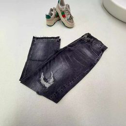 Basic & Casual Dresses High Quality Ce Home Spring/summer New Classic Washing Knife Cut Damaged Waist Straight Spliced Jeans