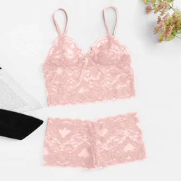 Bras Sets Lace Womens Sexy Lingerie Fashion Casual Sleepwear Camis Tops Shorts Set Babydoll Pajamas Nightwear See-through Underwear Suit