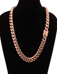 Chic Miami Cuban Chains For Men Hip Hop Jewelry Rose Gold Color Thick Stainless Steel Wide Big Chunky Necklace Gift6699575