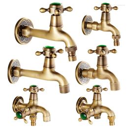 Bathroom Sink Faucets Antique Brass Finish Wall Mounted Faucet Long Washing Machine Water Tap Garden Mop Pool Use