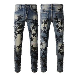 amri designer amrir purple brand ksubi jeans paint amiriri for mens jnco jeans higher 694 Trendy Patchwork Star Trendy Jeans for Men and Young People with High Craftsm