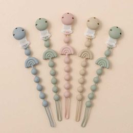 Pacifier Holders Clips# Rainbow Beech Nipple Clip Dummy Nipple Clip Anti drip Nipple Clip Used for Neonatal Toy Silicone Teeth Toy Clip d240521