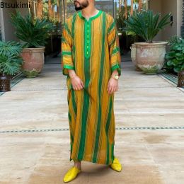 New 2024 Islam Muslim Men Clothing Loose Jubba Thobe Abaya Tenue Musulmane Pour Homme Caftan Islamic Robes Pakistan Arabia Dress