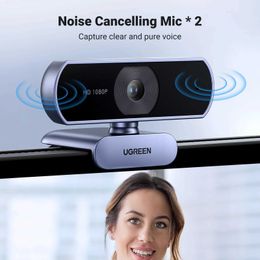 Webcams UGREEN USB 1080P highdefinition mini laptop dual microphones for YouTube Zoom video call 2K network cameraIB51COBK