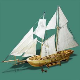 Model Set Classic Wooden Sailboat DIY Model Crafts for Ship Building Kits Home Office Ancient Decorative Gifts S2452196