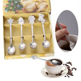 Spoons Christmas Tree Snowman Kitchen & Dining Stainless Steel Tea Scoops Coffee Tableware Kids Spoon